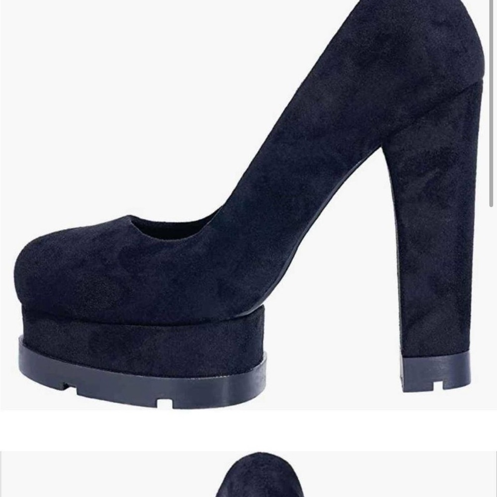 Elegant Black Suede Platform Heels